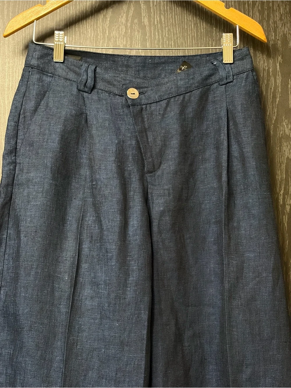 Zara Dark Navy Wide-Leg High-Rise Trousers